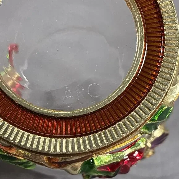 Elegant Tea Cup Glass Coffee Mug Enamel Rose Flower Butterfly ARC and Spoon - Picture 12 of 16